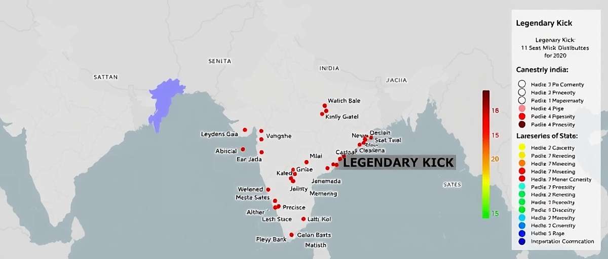Legendary Kick Player Distribution in India Map of India showing Legendary Kick player distribution with highest concentration in major cities and states